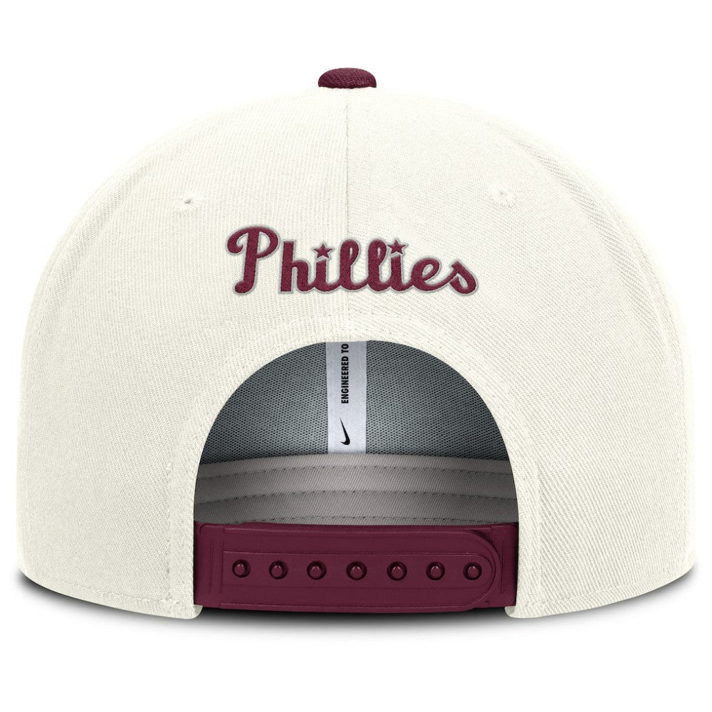 Philadelphia Phillies Cooperstown Pro Dri-FIT Snapback Hat - Cream/Burgundy | Nike