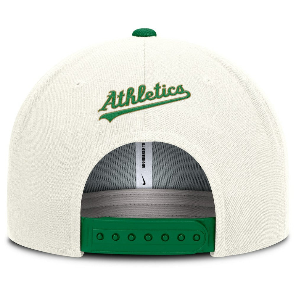 Athletics Cooperstown Pro Dri-FIT Snapback Hat - Cream/Green | Nike