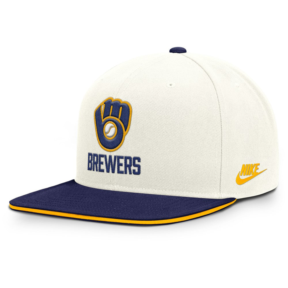Milwaukee Brewers Cooperstown Pro Dri-FIT Snapback Hat - Cream/Royal | Nike
