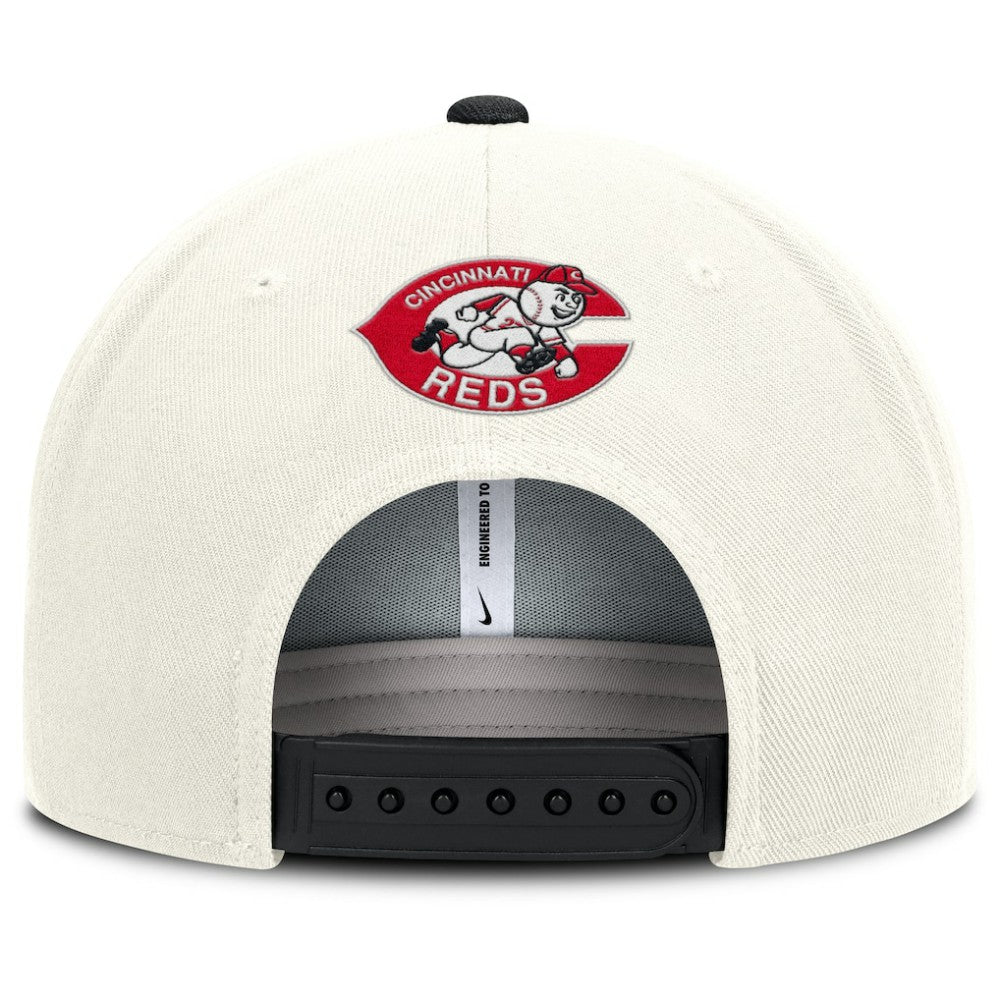 Cincinnati Reds Cooperstown Pro Dri-FIT Snapback Hat - Cream/Black | Nike