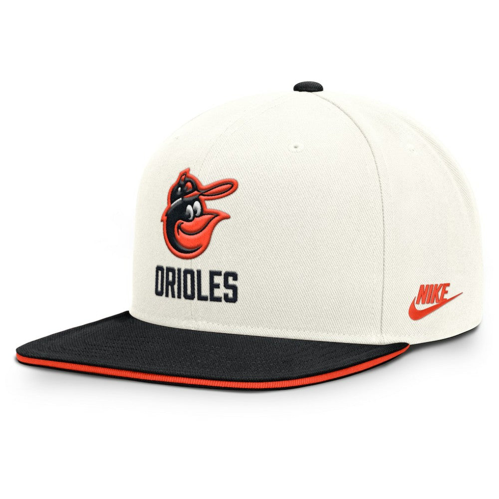 Baltimore Orioles Cooperstown Pro Dri-FIT Snapback Hat - Cream/Black | Nike