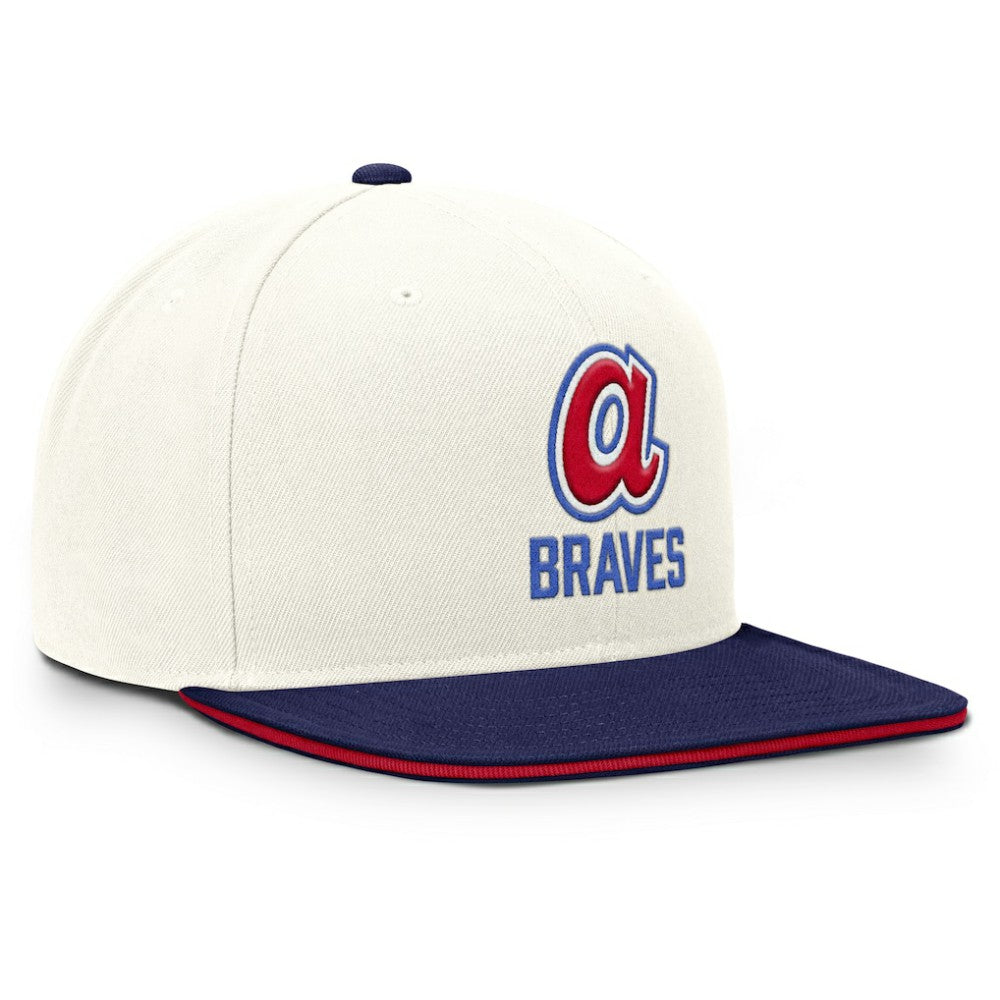 Atlanta Braves Cooperstown Pro Dri-FIT Snapback Hat - Cream/Royal | Nike