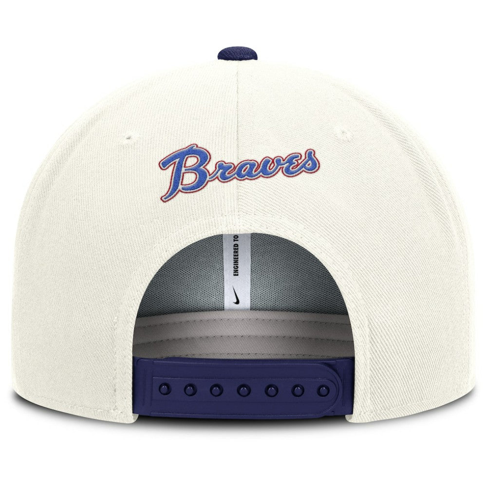 Atlanta Braves Cooperstown Pro Dri-FIT Snapback Hat - Cream/Royal | Nike