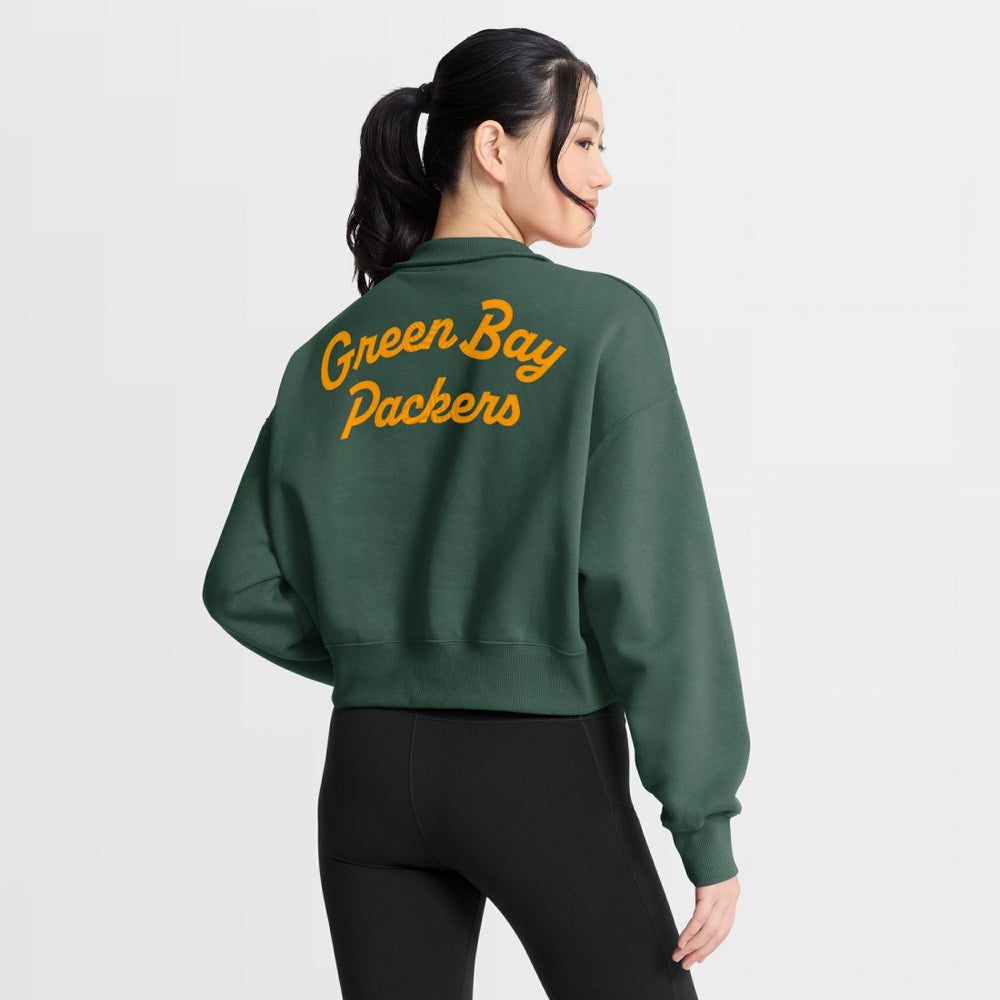 Green Bay Packers Women's Phoenix Fleece Quarter-Zip Sweatshirt - Green | Nike discount
