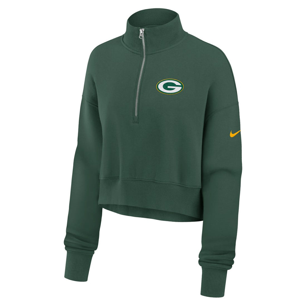 Green Bay Packers Women's Phoenix Fleece Quarter-Zip Sweatshirt - Green | Nike discount