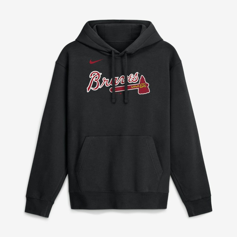 Atlanta Braves Dri-Fit Club Hoodie - Black | Nike