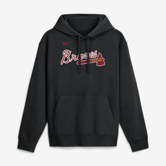 Atlanta Braves Dri-Fit Club Hoodie - Black | Nike