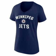 Winnipeg Jets Logo Athletic Women's Arch Victory V-Neck T-Shirt Navy