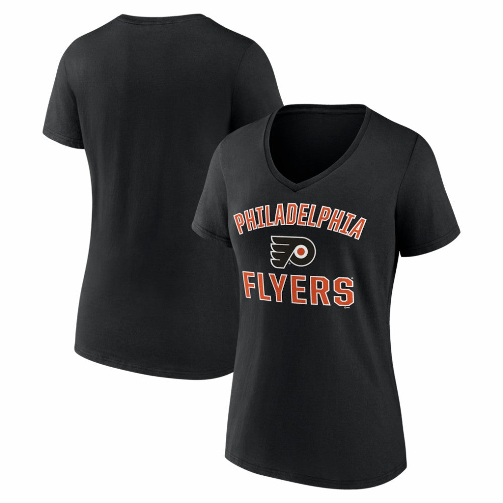 Philadelphia Flyers Logo Athletic Women's Arch Victory V-Neck T-Shirt Black