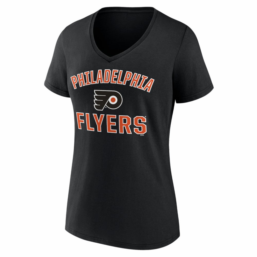 Philadelphia Flyers Logo Athletic Women's Arch Victory V-Neck T-Shirt Black