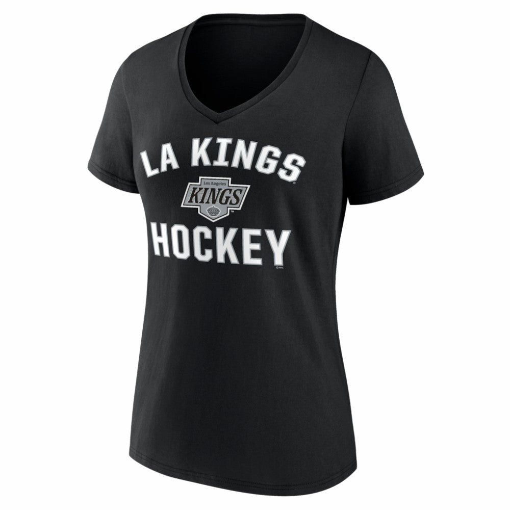 Los Angeles Kings Logo Athletic Women's Arch Victory V-Neck T-Shirt Black
