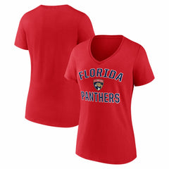 Florida Panthers Logo Athletic Women's Arch Victory V-Neck T-Shirt Red
