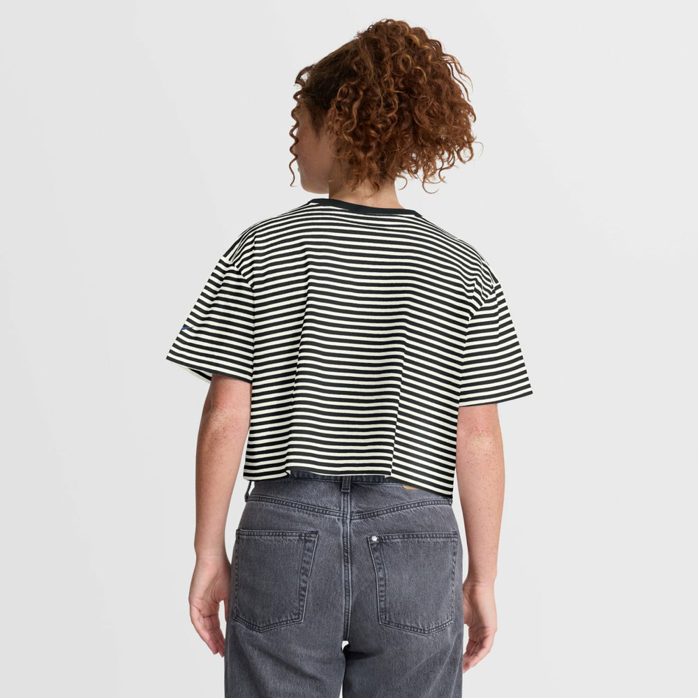 Detroit Lions Women's Striped Cropped T-Shirt - Black/Cream | Nike on sale