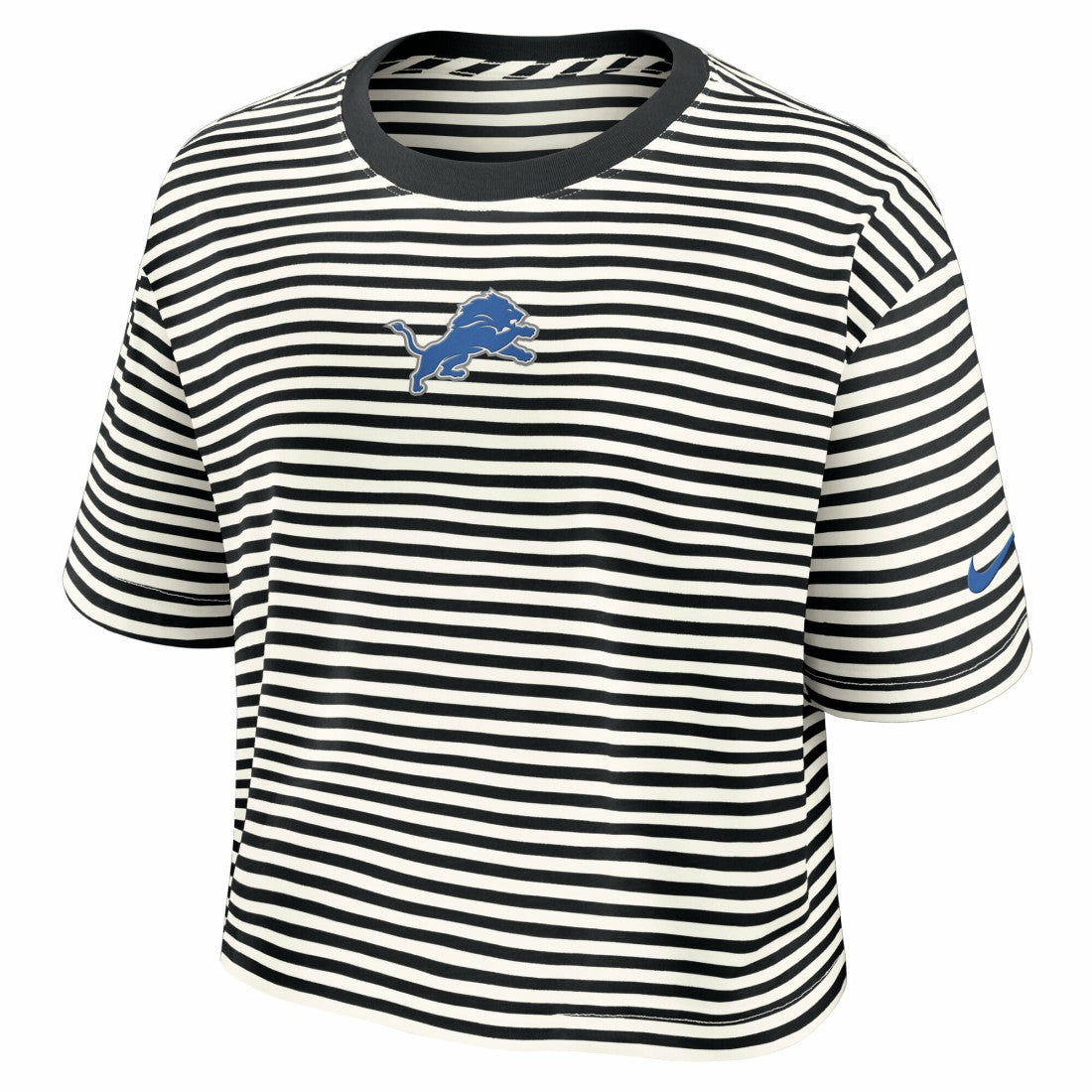 Detroit Lions Women's Striped Cropped T-Shirt - Black/Cream | Nike on sale