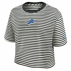 Detroit Lions Women's Striped Cropped T-Shirt - Black/Cream | Nike on sale