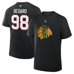 Connor Bedard Chicago Blackhawks Fanatics Authentic Stack Name & Number T-Shirt Black