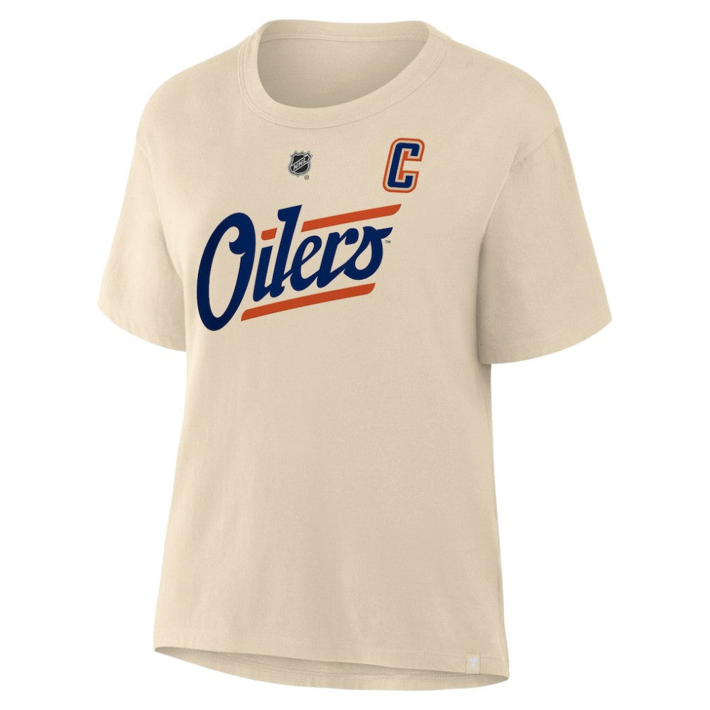 Connor McDavid Edmonton Oilers Fanatics Women's Alternate Name & Number T-Shirt Beige