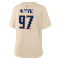 Connor McDavid Edmonton Oilers Fanatics Women's Alternate Name & Number T-Shirt Beige