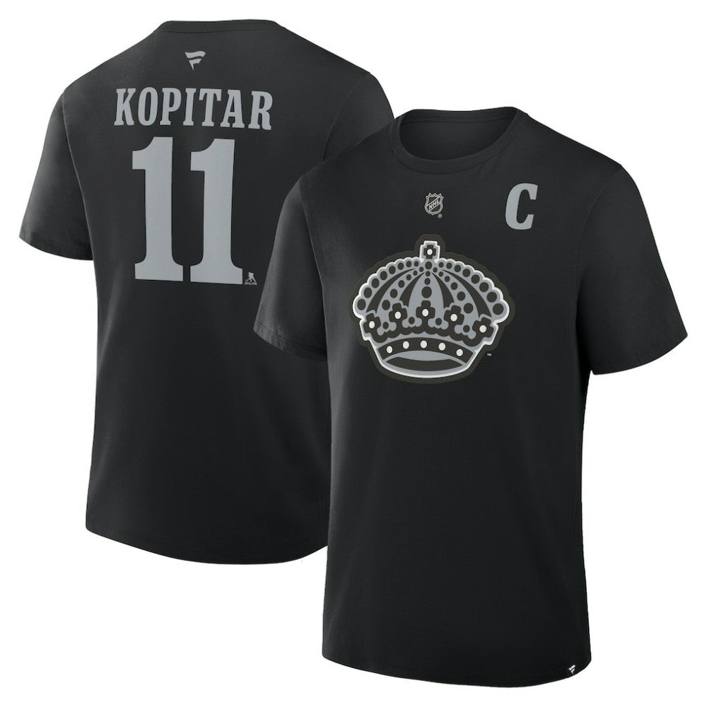 Anze Kopitar Los Angeles Kings Fanatics Authentic Stack Name & Number T-Shirt Black