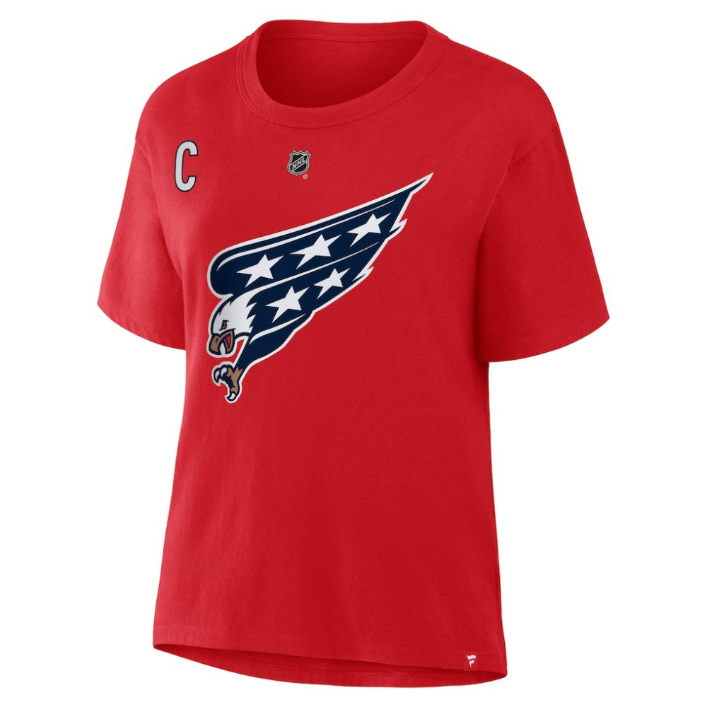 Alexander Ovechkin Washington Capitals Fanatics Women's Authentic Stack Name & Number T-Shirt Red