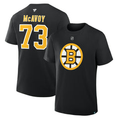 Charlie McAvoy Boston Bruins Fanatics Authentic Stack Name & Number T-Shirt Black