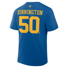 Jordan Binnington St. Louis Blues Fanatics Authentic Stack Name & Number T-Shirt Blue