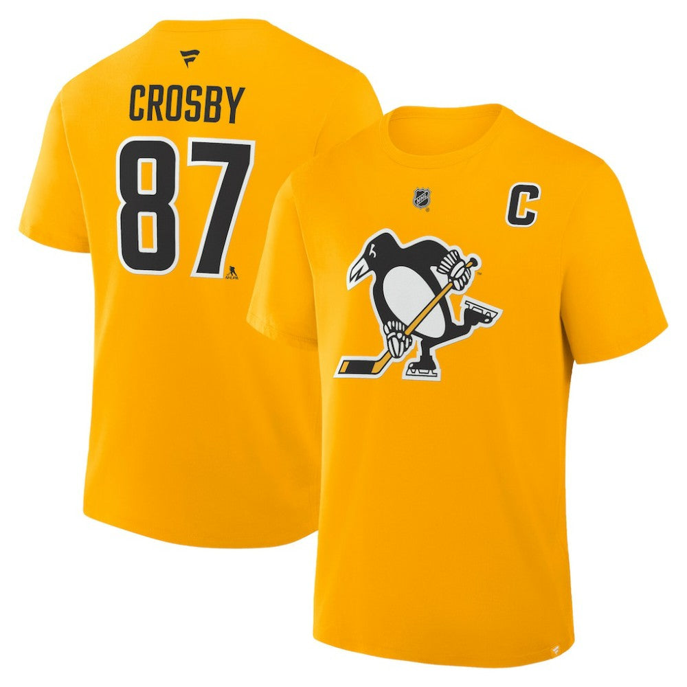 Sidney Crosby Pittsburgh Penguins Fanatics Authentic Stack Name & Number T-Shirt Gold