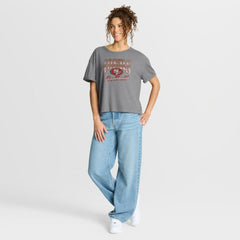 San Francisco 49ers Women's Overplayed Tribute Tri-Blend Boxy T-Shirt - Heather Gray online