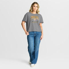 Pittsburgh Steelers Women's Overplayed Tribute Tri-Blend Boxy T-Shirt - Heather Gray outlet