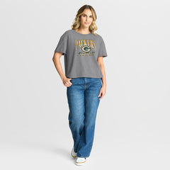 Green Bay Packers Women's Overplayed Tribute Tri-Blend Boxy T-Shirt - Heather Gray online