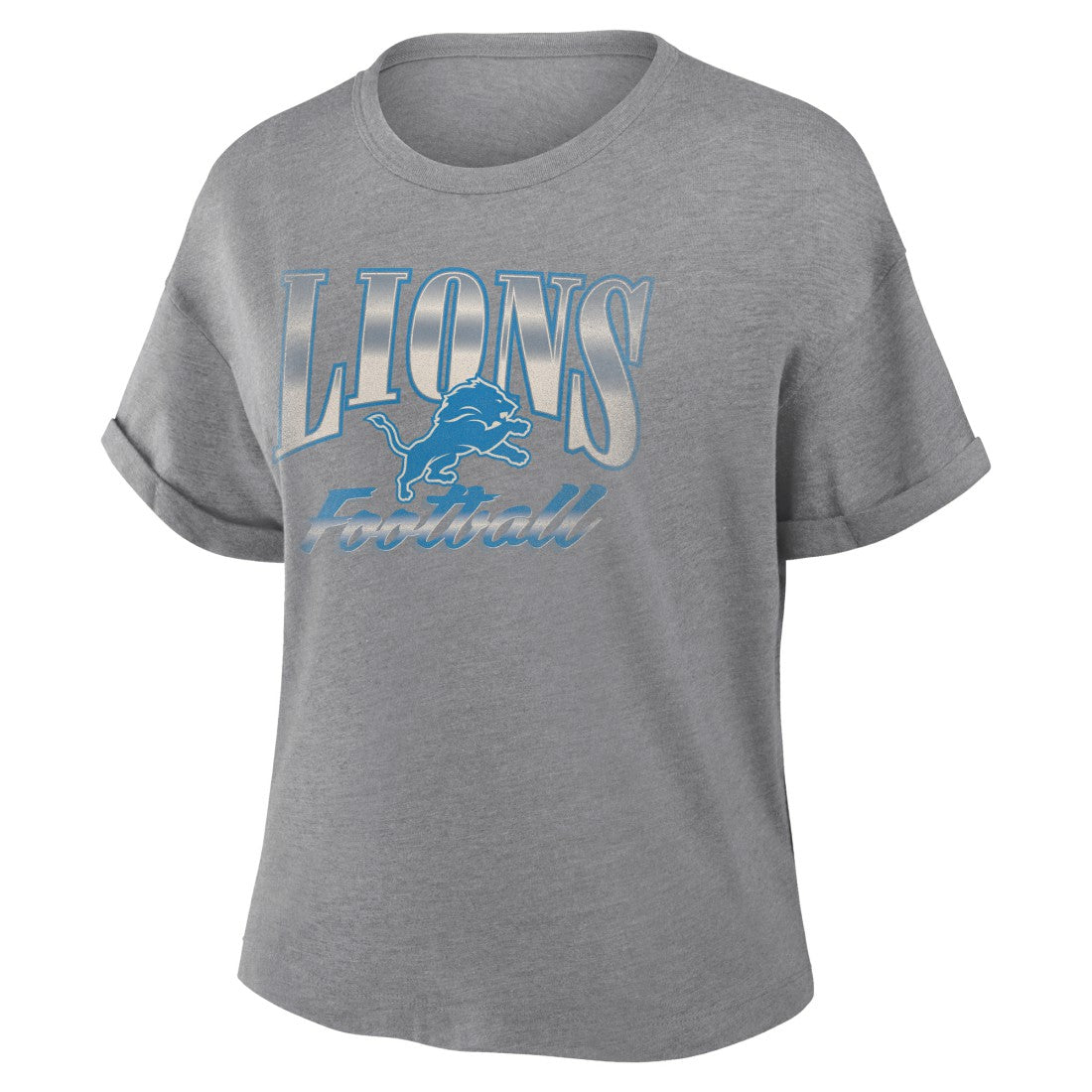Detroit Lions Women's Overplayed Tribute Tri-Blend Boxy T-Shirt - Heather Gray cheap