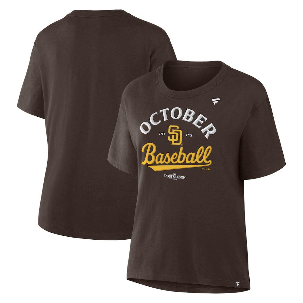 San Diego Padres  Women's 2025 MLB Postseason Locker Room T-Shirt - Brown