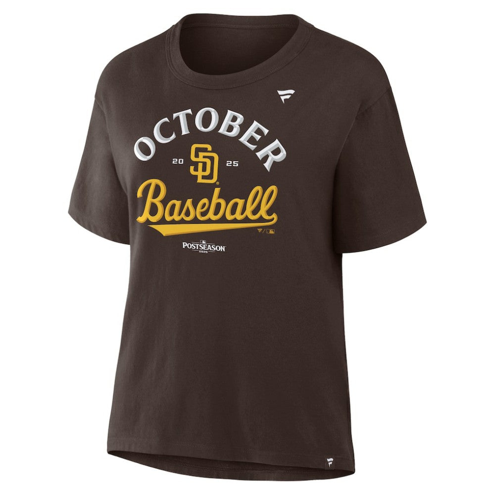 San Diego Padres  Women's 2025 MLB Postseason Locker Room T-Shirt - Brown