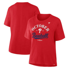 Philadelphia Phillies  Women's 2025 MLB Postseason Locker Room T-Shirt - Red