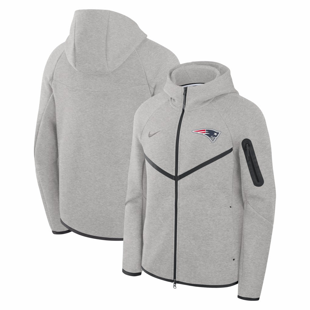 New England Patriots Tech Fleece Raglan Full-Zip Windrunner Hoodie - Heather Gray | Nike outlet