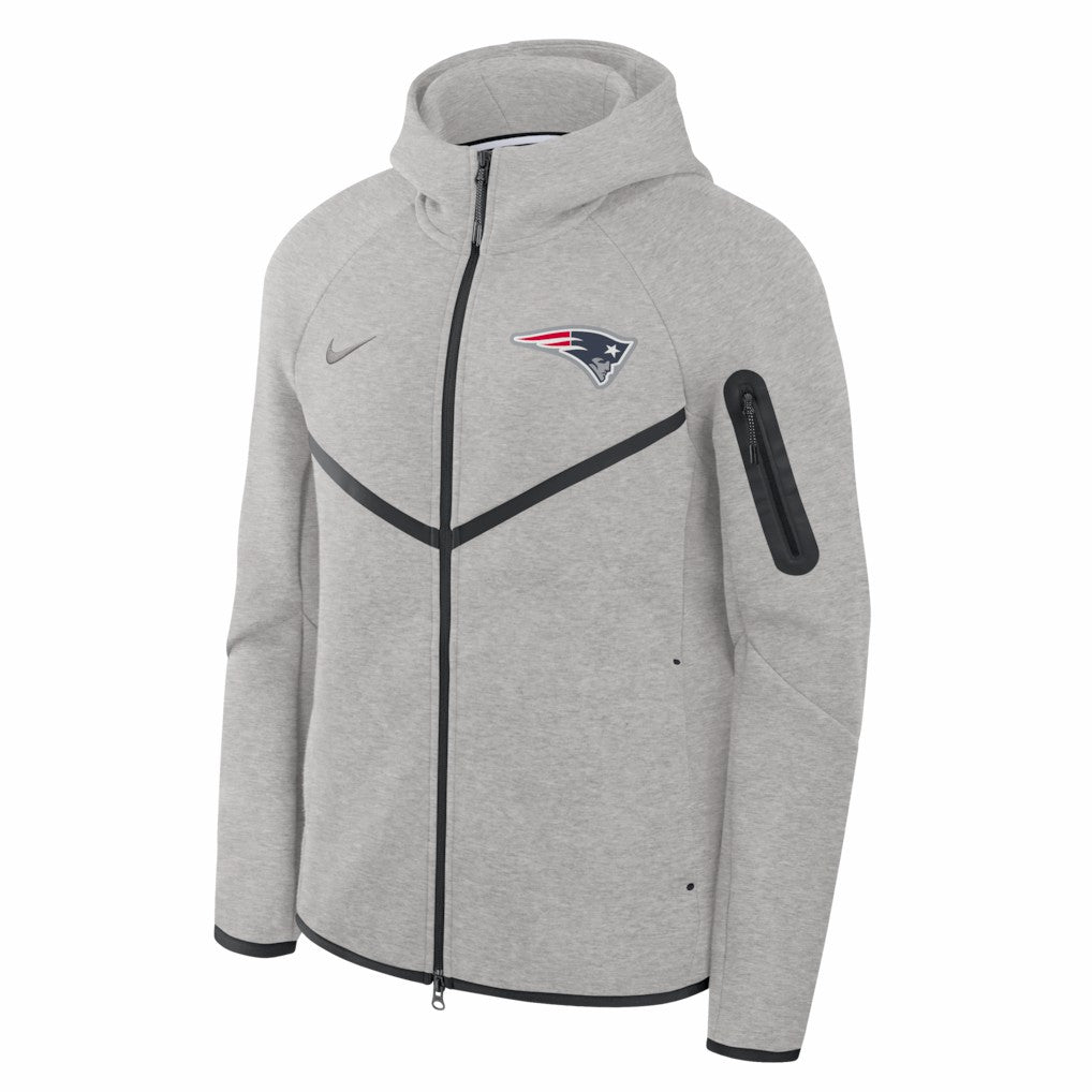 New England Patriots Tech Fleece Raglan Full-Zip Windrunner Hoodie - Heather Gray | Nike outlet