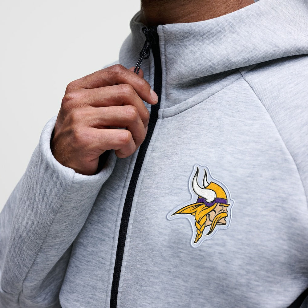 Minnesota Vikings Tech Fleece Raglan Full-Zip Windrunner Hoodie - Heather Gray | Nike for sale