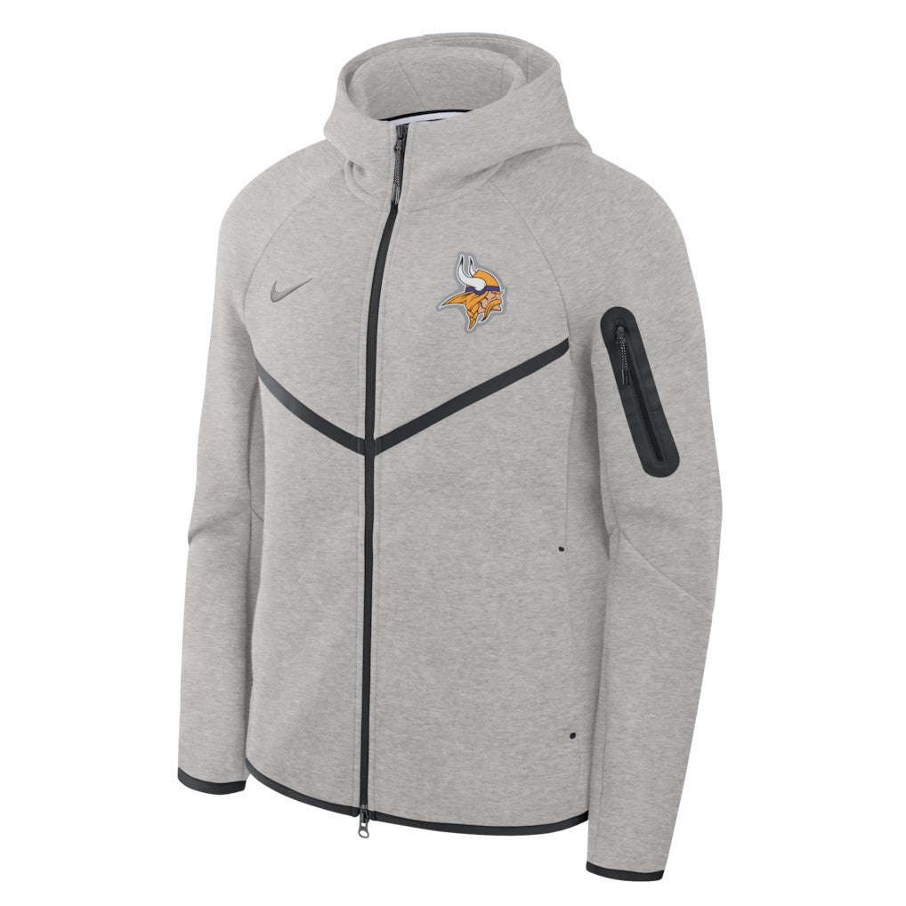 Minnesota Vikings Tech Fleece Raglan Full-Zip Windrunner Hoodie - Heather Gray | Nike for sale