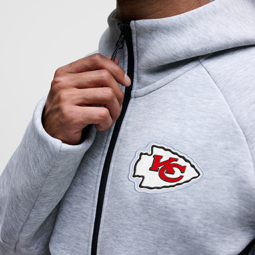 Kansas City Chiefs Tech Fleece Raglan Full-Zip Windrunner Hoodie - Heather Gray | Nike outlet