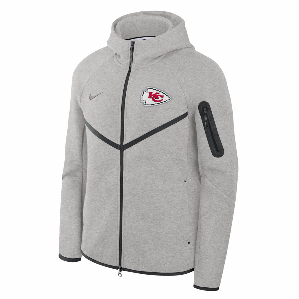 Kansas City Chiefs Tech Fleece Raglan Full-Zip Windrunner Hoodie - Heather Gray | Nike outlet