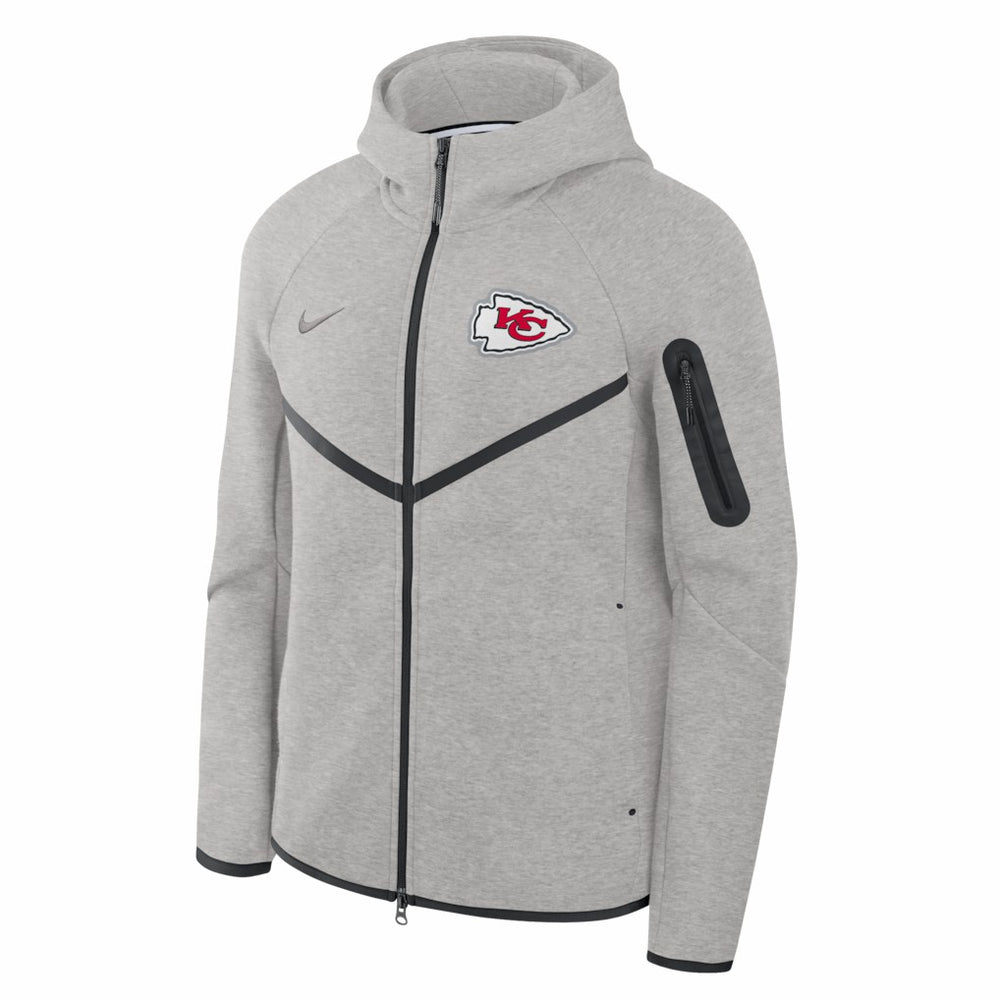 Kansas City Chiefs Tech Fleece Raglan Full-Zip Windrunner Hoodie - Heather Gray | Nike outlet