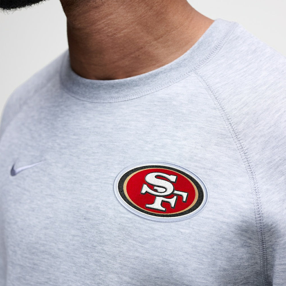 San Francisco 49ers Tech Fleece Raglan Sweatshirt - Heather Gray | Nike outlet