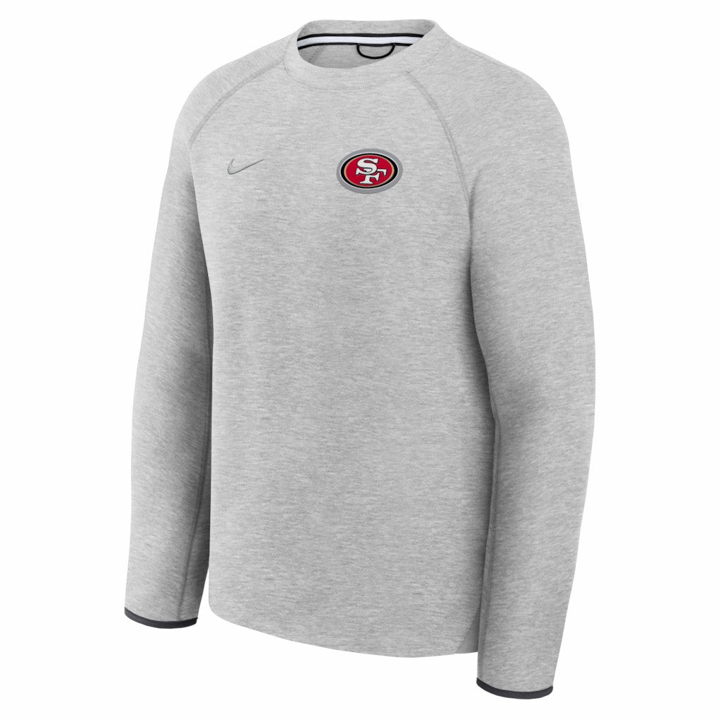 San Francisco 49ers Tech Fleece Raglan Sweatshirt - Heather Gray | Nike outlet