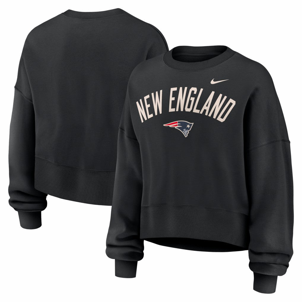 New England Patriots Women's Oversized High Hip Legacy Arch Phoenix Fleece Sweatshirt - Black | Nike discount