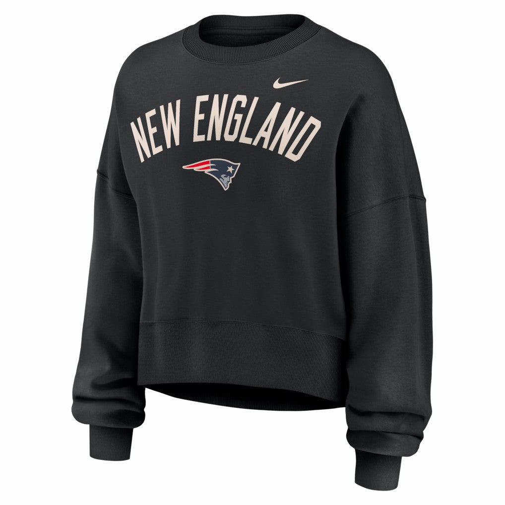 New England Patriots Women's Oversized High Hip Legacy Arch Phoenix Fleece Sweatshirt - Black | Nike discount