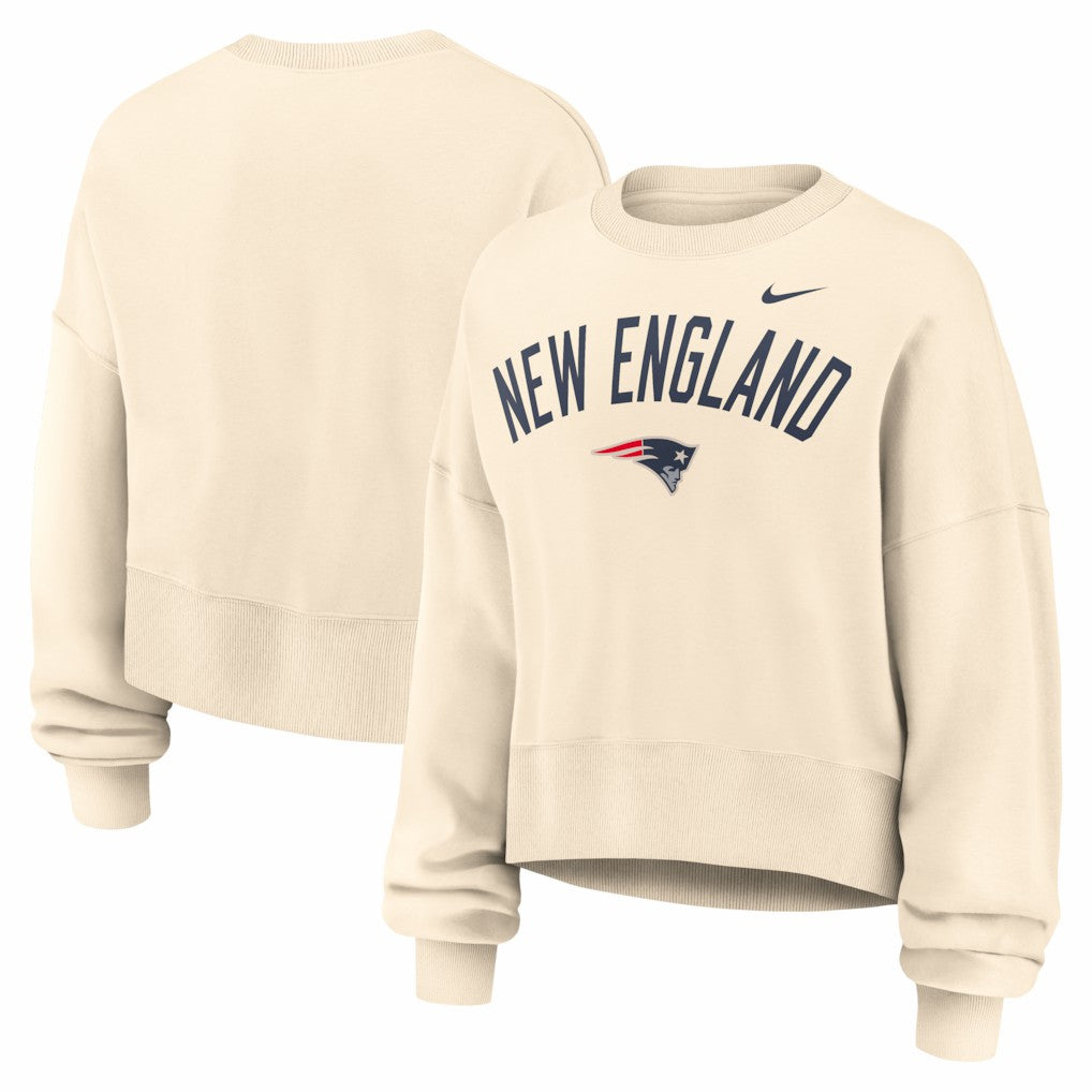 New England Patriots Women's Oversized High Hip Legacy Arch Phoenix Fleece Sweatshirt - Natural | Nike outlet