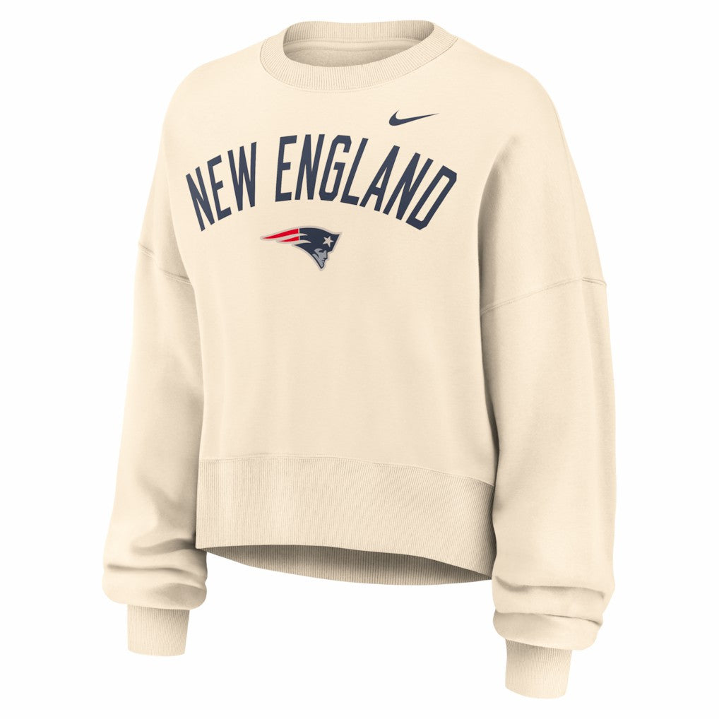 New England Patriots Women's Oversized High Hip Legacy Arch Phoenix Fleece Sweatshirt - Natural | Nike outlet