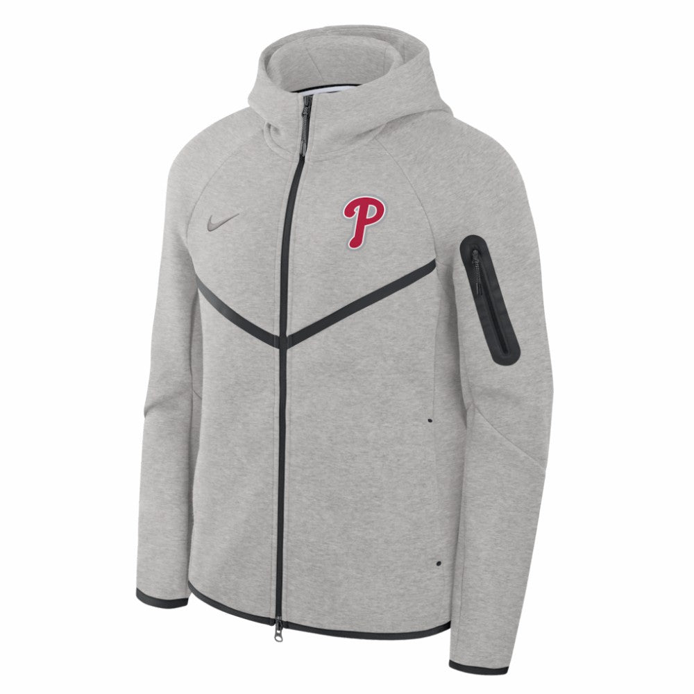 Philadelphia Phillies Tech Fleece Raglan Full-Zip Windrunner Hoodie - Heather Gray | Nike