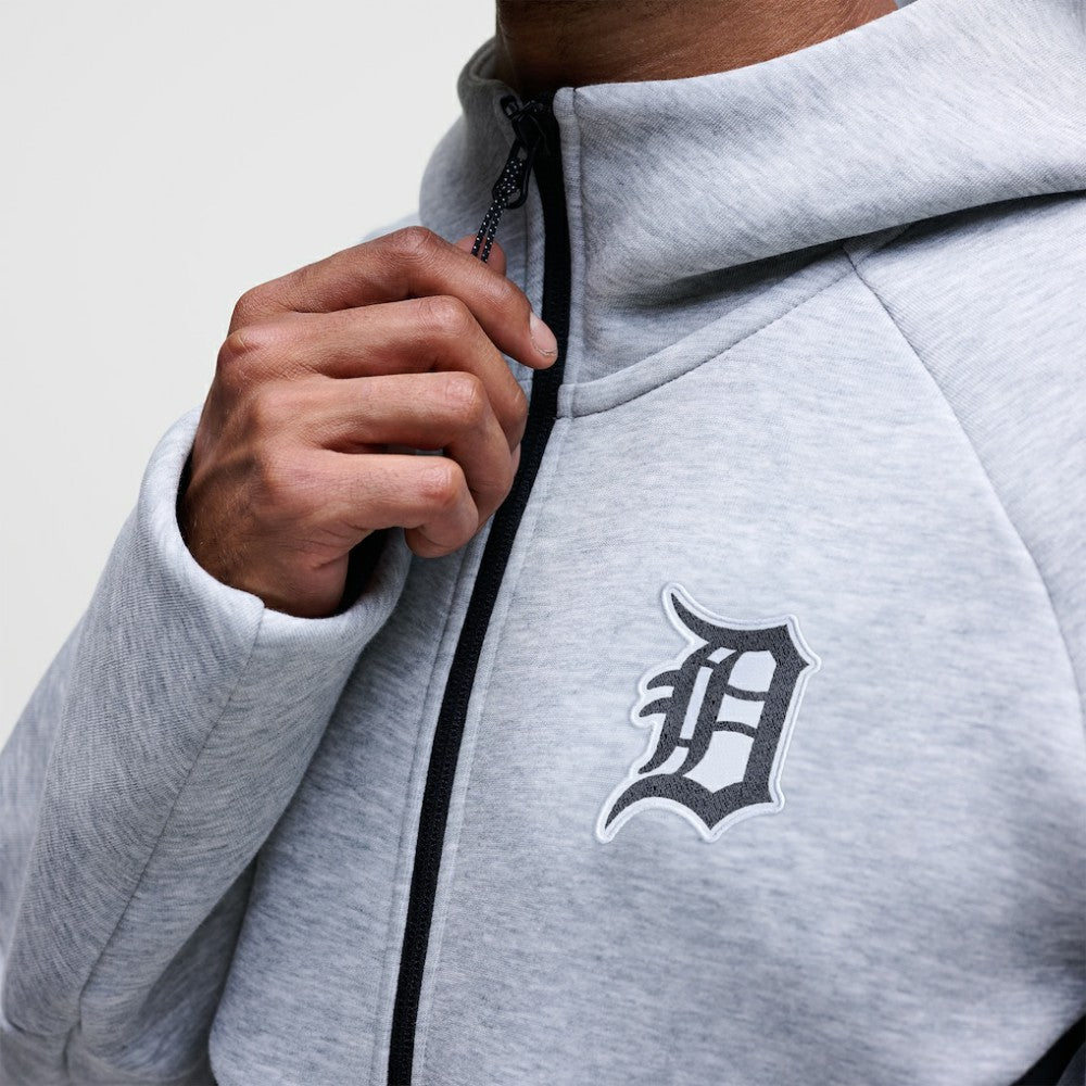 Detroit Tigers Tech Fleece Raglan Full-Zip Windrunner Hoodie - Heather Gray | Nike