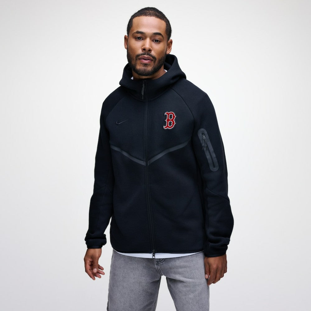 Boston Red Sox Tech Fleece Raglan Full-Zip Windrunner Hoodie - Black | Nike